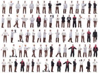 collage of a man in full growth displaying many professions and position