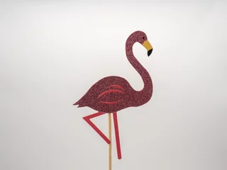 Poster photo booth accessories, purple flamingo with glitter © Vanderbeck