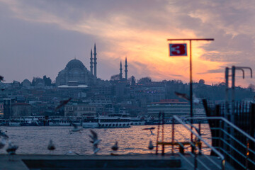 Suleymaniye Mosque in the Sunset, Fatih Istanbul Turkey