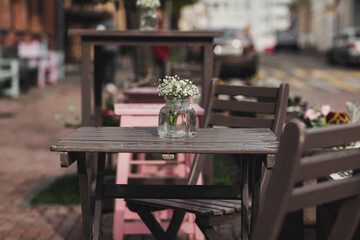 Cafe terrace in small European city