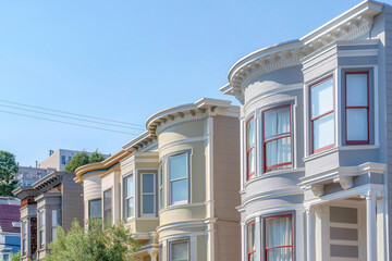 Row of houses with curved wall exterior in San Francisco, California
