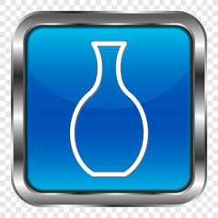 Vase simple icon vector. Flat design. Metal, blue square button. Transparent grid.ai