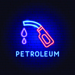 Petroleum Neon Label. Vector Illustration of Gas Station Promotion.