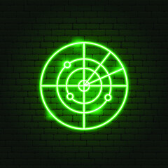 Radar Neon Sign. Vector Illustration of Weapon Promotion.