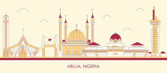 Fototapeta premium Cartoon Skyline panorama of city of Abuja, Nigeria - vector illustration