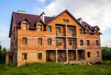 Fototapeta na wymiar unfinished cottage in the Ukrainian Carpathians