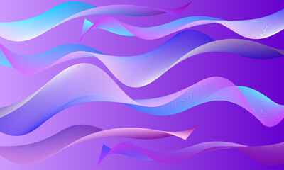 Purple background with flying translucent pink lilac waves ribbons