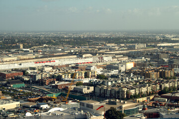 Los Angeles LAX Airport Area view from Plane Landing City View Travel LA USA