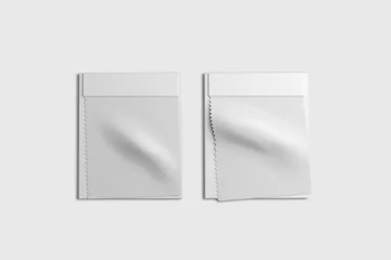 Fotobehang Blank white fabric catalog with samples isolated on white background. 3D rendering. Mock-up.Front view. © Sabir
