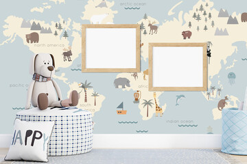 Kids room mockup 8x10 and plush toy