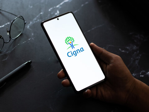 West Bangal, India - April 20, 2022 : Cigna logo on phone screen stock image.