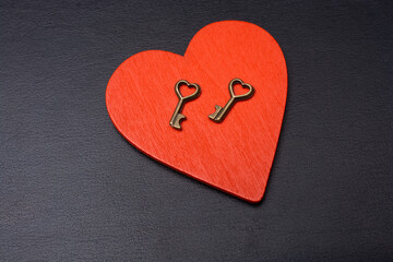  Heart or Love icon with a retro key as love and romance concept