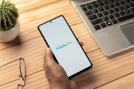 West Bangal, India - April 20, 2022 : Freddie Mac logo on phone screen stock image.