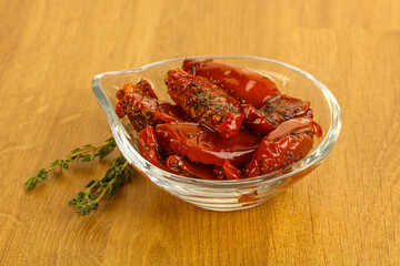 Sun-dried natural Italian tomato in the bowl