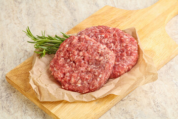 Raw beef burger cutlet for grill