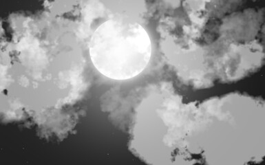 Night moon clouds sky