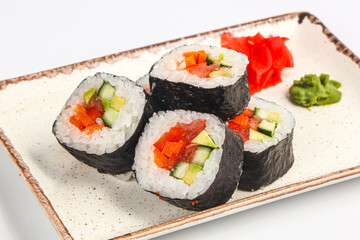 Vegan japanese roll with vegetables
