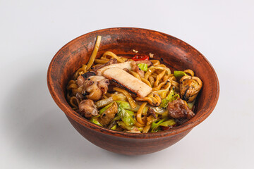 Asian wok udon with seafood