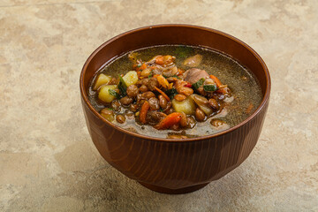 Lentil soup with chicken and vegetables