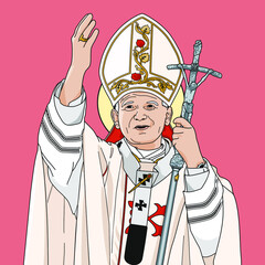 Fototapeta Saint John Paul II Pope Colored Vector Illustration obraz