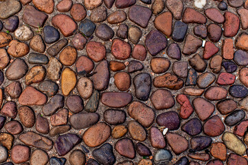 Square paving texture background, pebble background top view.