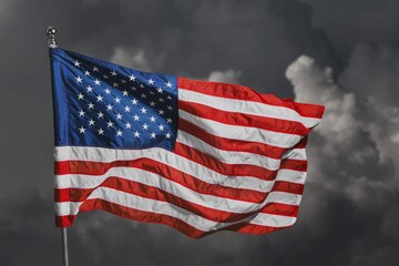 Flag usa on dark sky background