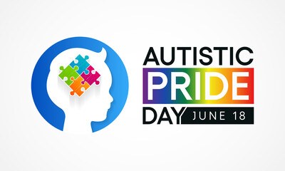 Autistic Pride Day is a pride celebration for autistic people held on June 18th every year. Vector illustration.
