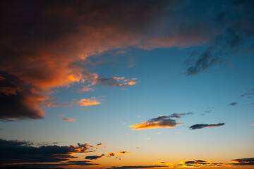 Natural landscape of beautiful sunset with colourful sky.