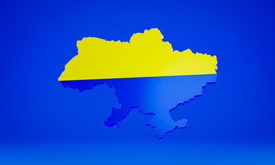 Ukraine 3d map in blue background, 3d render 