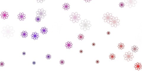 Light Pink, Yellow vector doodle template with flowers.