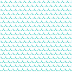Simple styled blue ocean waves seamless pattern. Geometrical abstract design. For covers, wrapping paper, fabric, tiles. Vector illustration.