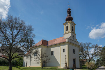 Baroque Church of Saints Peter and Paul in Czech village Milonice