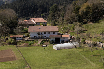 Fototapeta na wymiar typical house of the basque country in the north of spain on a summer day