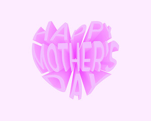 Happy mothers day 3d text 