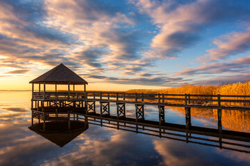 Evening skies, waterfront gazebo, outer banks north carolina