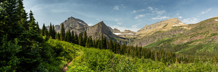 Panorama Looking Back at Grinnell Glacer And Grinnell Lake Area