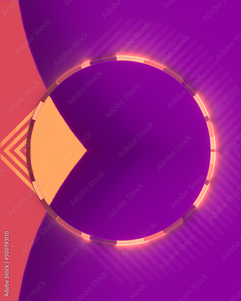 Poster Abstract template with glowing round shapes and trendy color combination. 3d rendering digital illustration