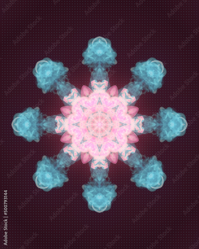 Aufkleber kaleidoscopic pattern of multi colored chemical smoke on a dark background. 3d rendering digital ill