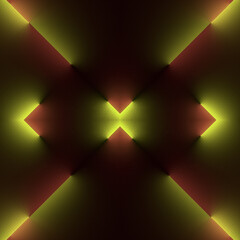 Kaleidoscopic pattern of glowing neon stripes. 3d rendering minimal style. Digital illustration