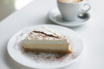 Dessert with coffee, cheesecake