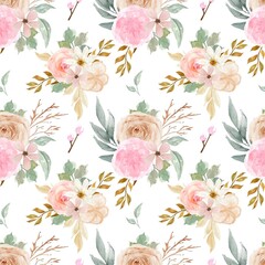 Pretty Vintage Pink And White Floral Seamless Pattern