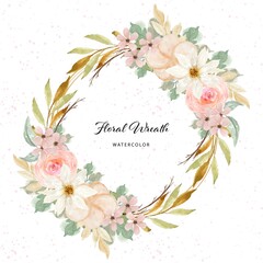 Lovely Watercolor Rustic Floral Wreath