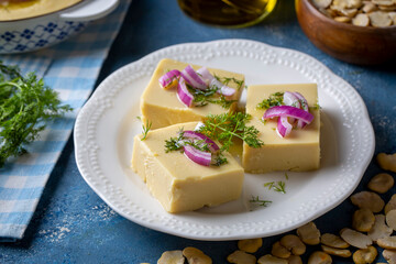 Traditional Turkish dishes with olive oil, appetizers; broad bean puree or broad bean paste. (Turkish name; Fava) Turkish food Fava
