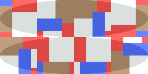 Abstract Mosaic Geometrical Pattern Design With Simple Shapes And Figures