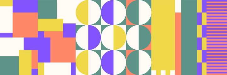 Abstract Mosaic Geometrical Pattern Design With Simple Shapes And Figures