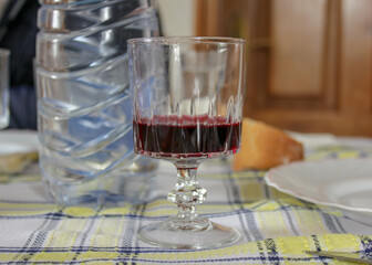 glass of wine on table