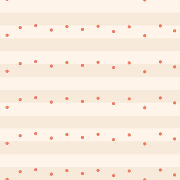 Seamless Background Pattern with neutral Beige stripe and scattered polka dots vector illustration. Adventure. Journey.