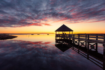 Evening skies, waterfront gazebo, outer banks north carolina