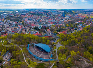 Widok z lotu ptaka na północną część miasta Gorzów Wielkopolski, w tle park Siemiradzkiego,...