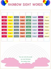 Rainbow sight words is for English vocabulary memory.